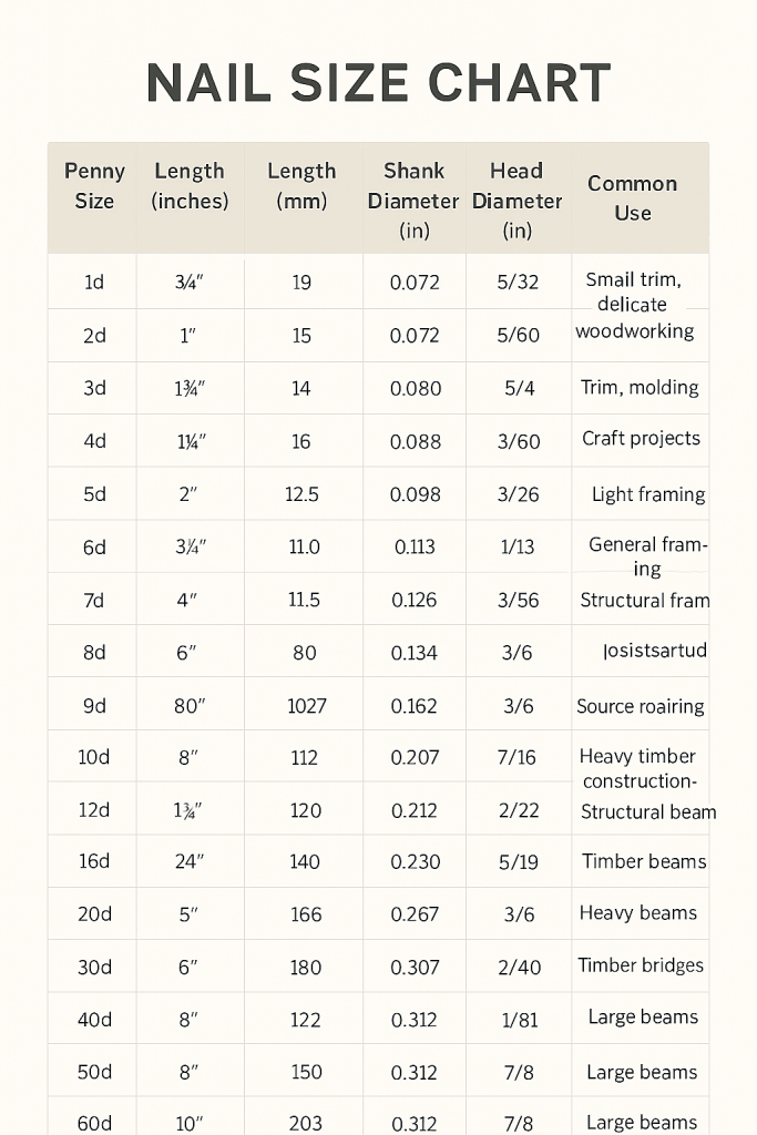 Nail Size Chart: Common Nail Sizes & How To Choose